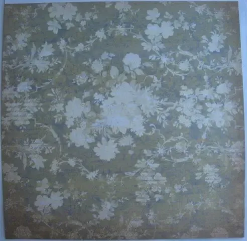 Скрап бумага набор синий с коричневым: цветы, полоска, ромбы 6