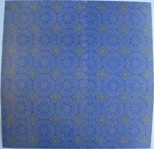 Скрап бумага набор синий с коричневым: цветы, полоска, ромбы 2