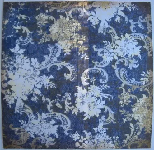 Скрап бумага набор синий с коричневым: цветы, полоска, ромбы 5