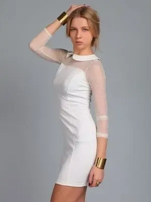 Платье молочное с воротничком и сеточкой м 3