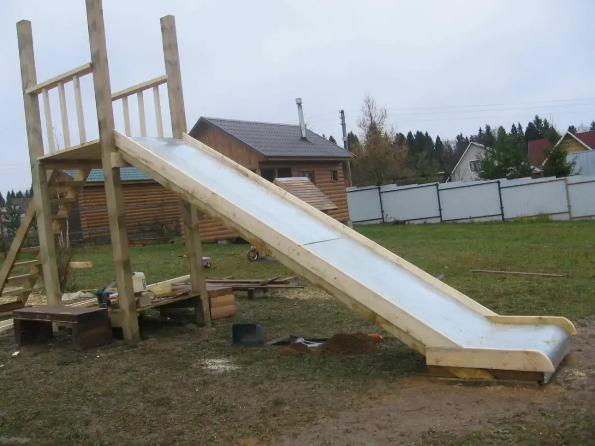 Деревянная детская горка 6