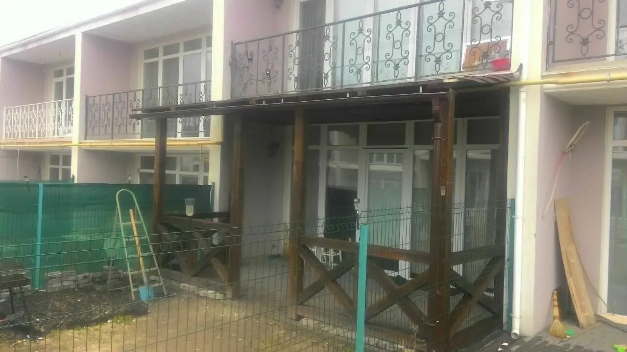 Навес для авто. Шатер деревянный. Терраса из дерева. Веранда. 6