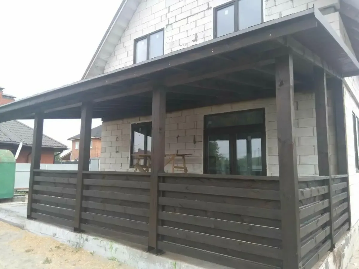 Навес для авто. Шатер деревянный. Терраса из дерева. Веранда. 5