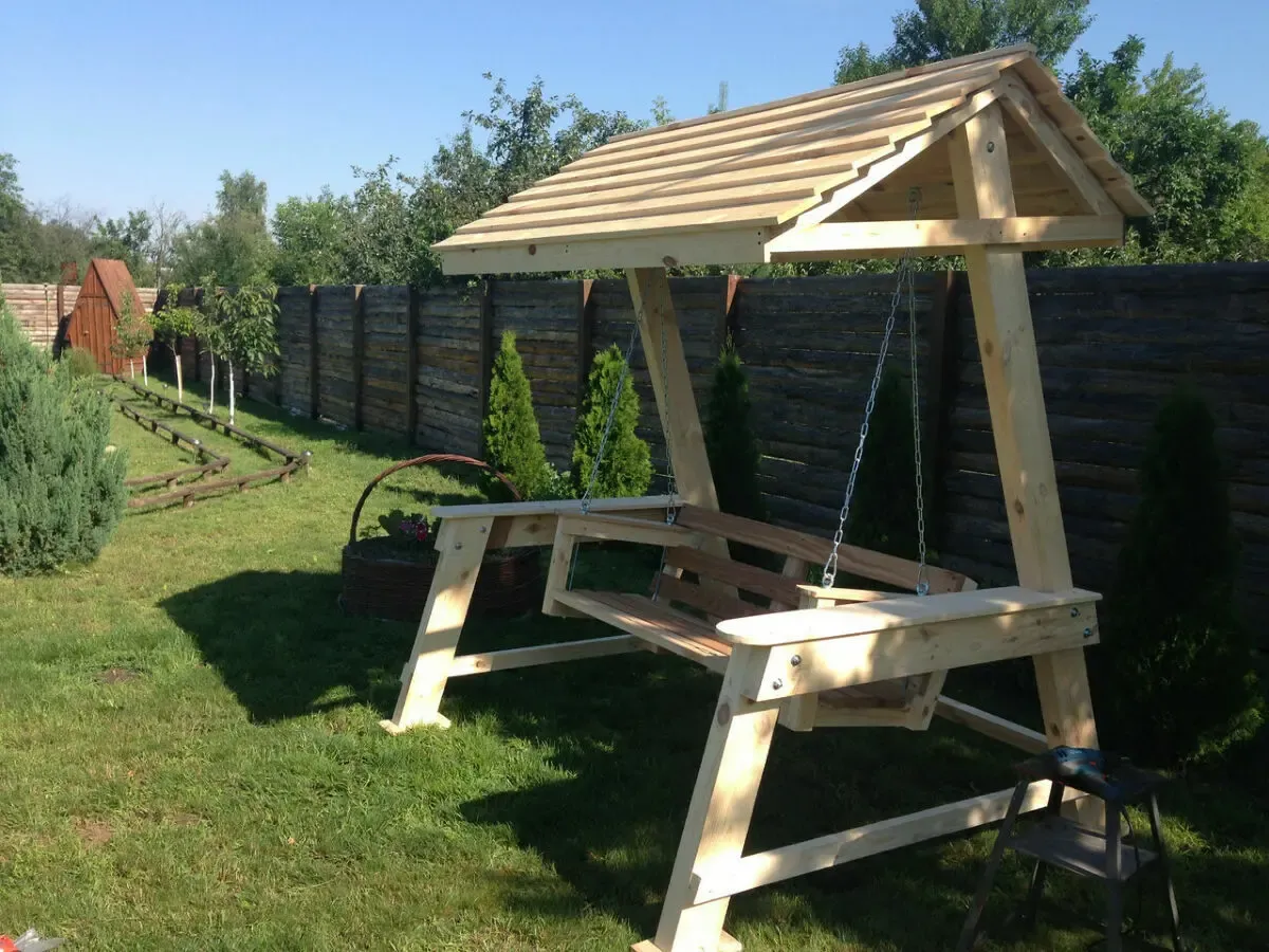 Деревянная садовая мебель. Садовая мебель. Мебель на дачу. 6