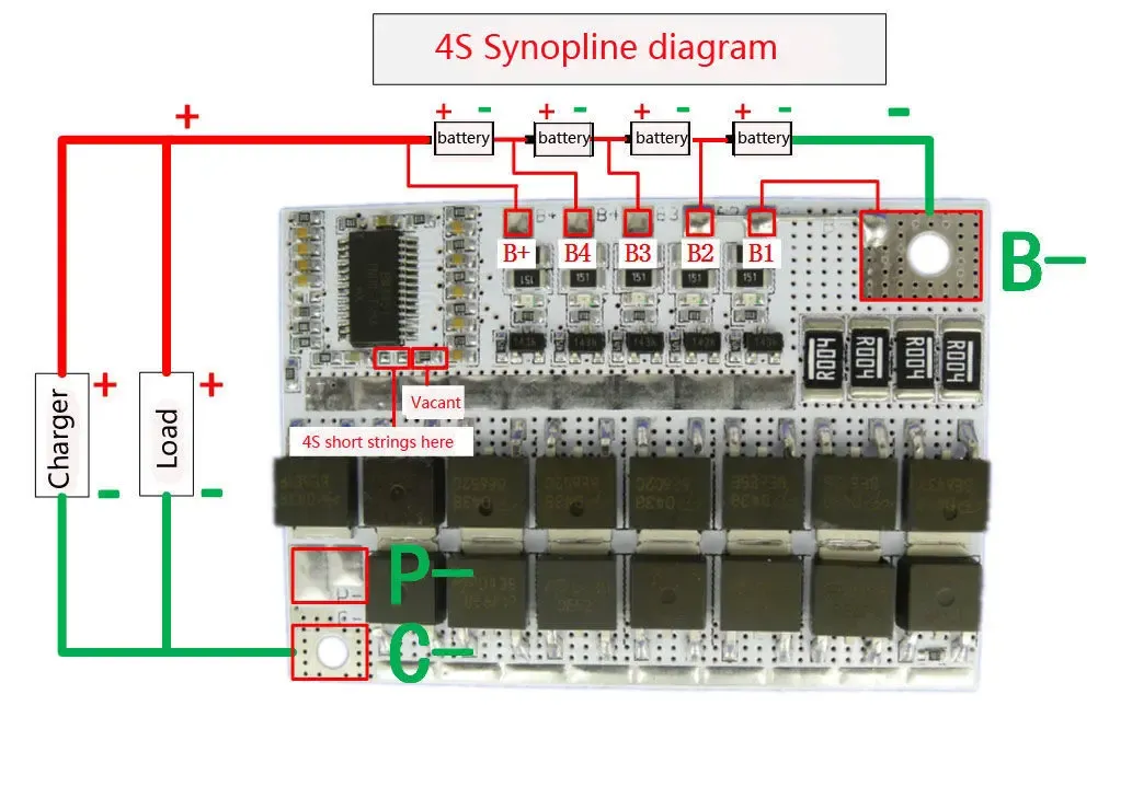 BMS 5S 100А 21V плата защиты Li-Ion аккумулятора c балансиром 4S 3S 4