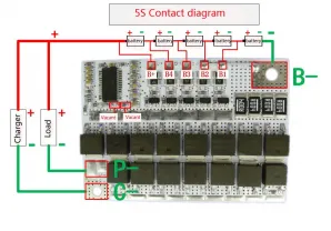 BMS 5S 100А 21V плата защиты Li-Ion аккумулятора c балансиром 4S 3S