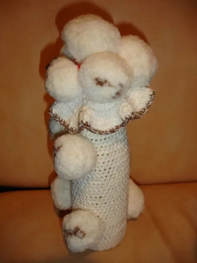 Бутылка/пляшка 0,33 л, декорована ручною в'язкою під собаку білу 8