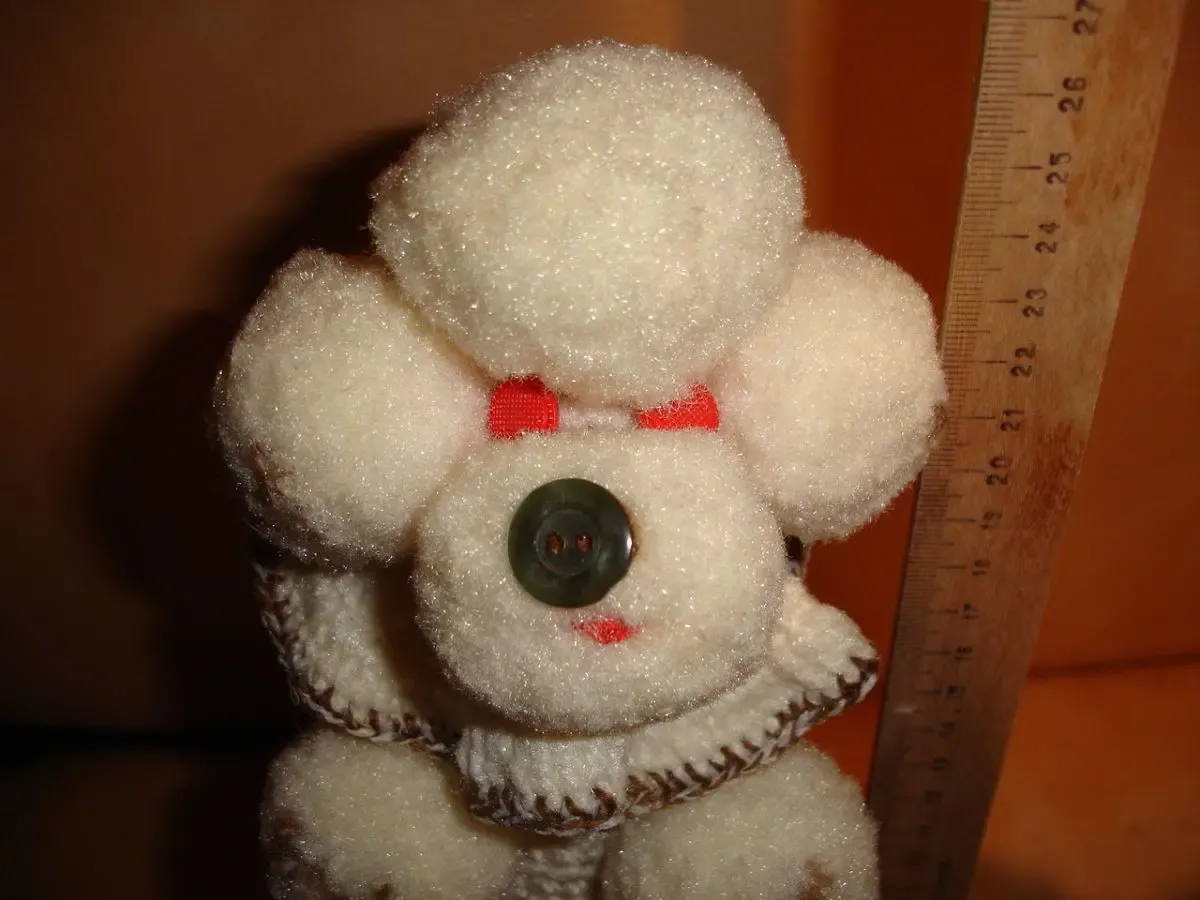 Бутылка/пляшка 0,33 л, декорована ручною в'язкою під собаку білу 6