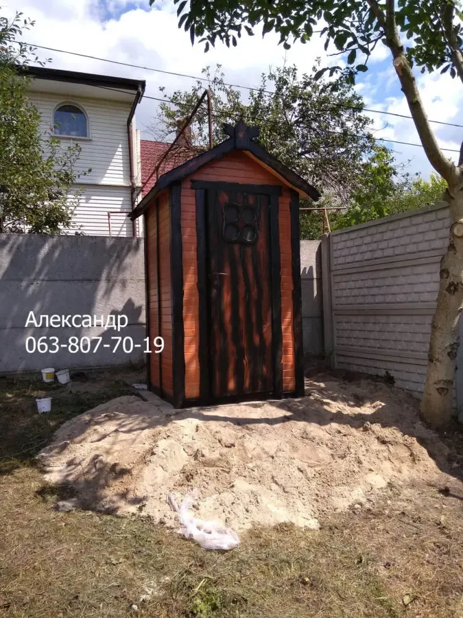 Деревянный туалет под старину ( дачный, из дерева, для дачи ) 6
