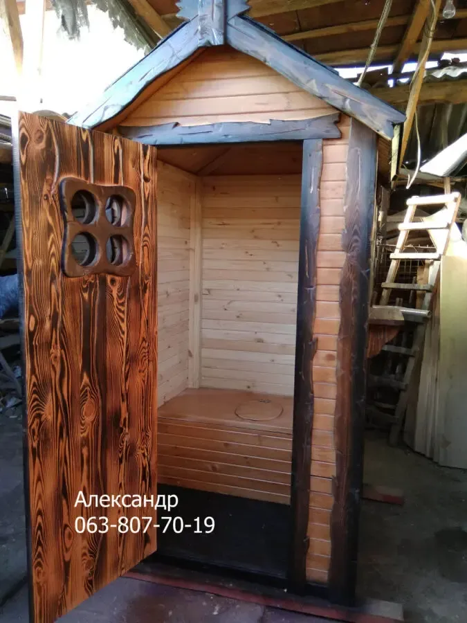 Деревянный туалет под старину ( дачный, из дерева, для дачи ) 9