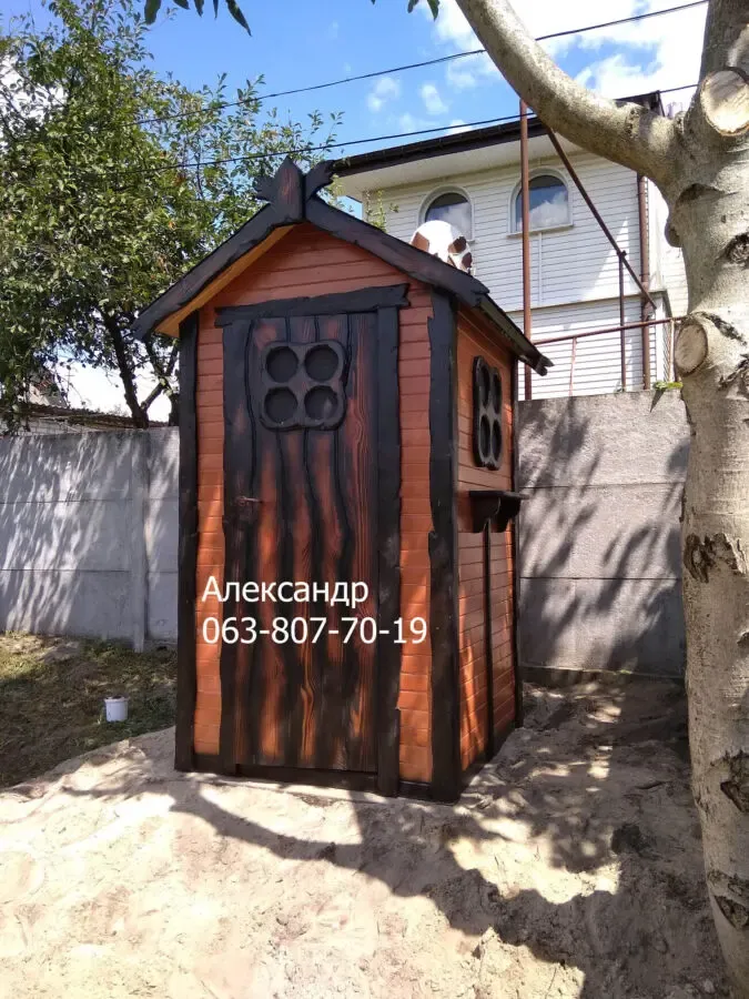 Деревянный туалет под старину ( дачный, из дерева, для дачи ) 2