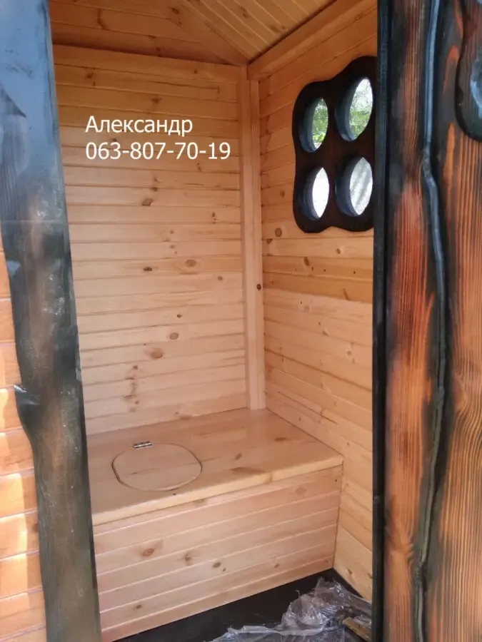 Деревянный туалет под старину ( дачный, из дерева, для дачи ) 4
