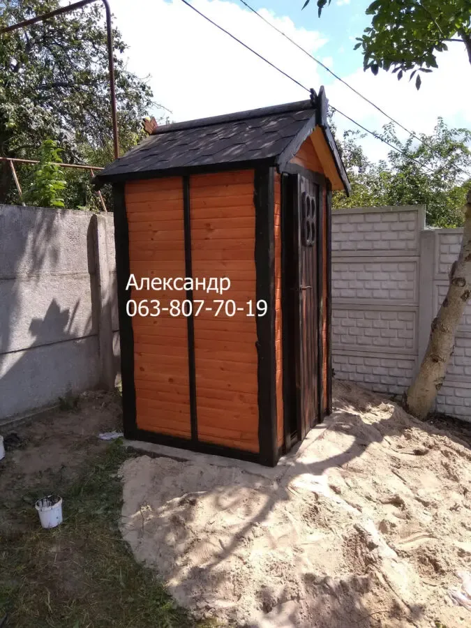 Деревянный туалет под старину ( дачный, из дерева, для дачи ) 5