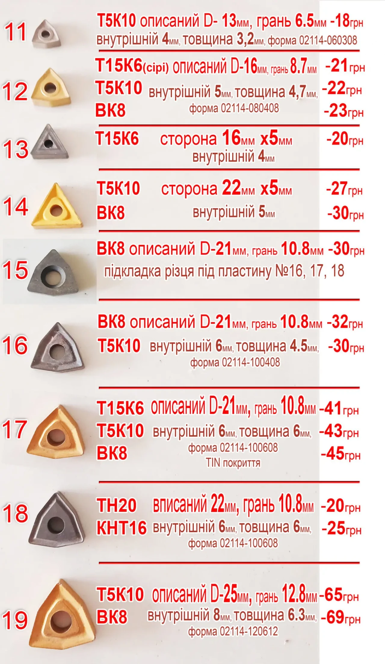 Сменная победитовая токарная пластина ВК8, Т5К10, Т15К6 3