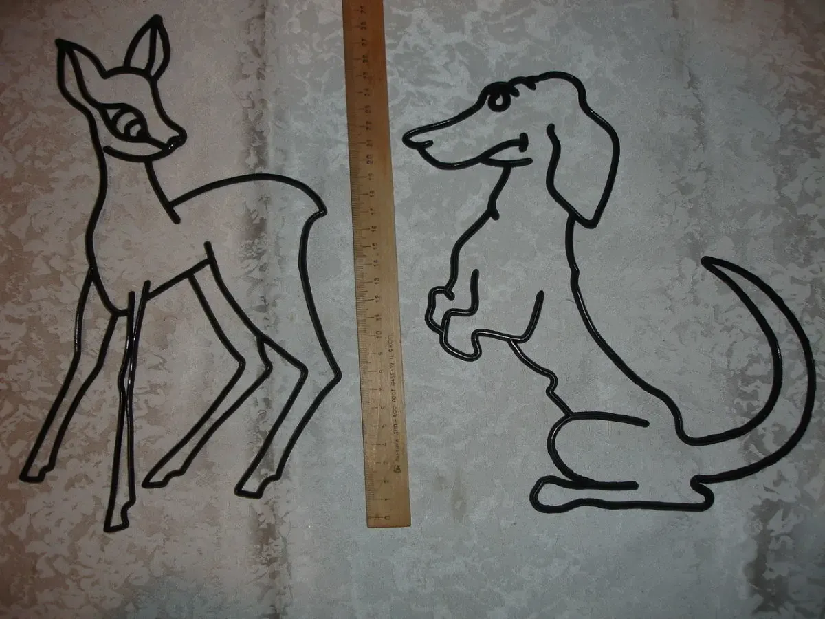 Сувенир/СУВЕНІР дротяний СОБАКА і ОЛЕНЯТКО. Настінний. РАРИТЕТ.