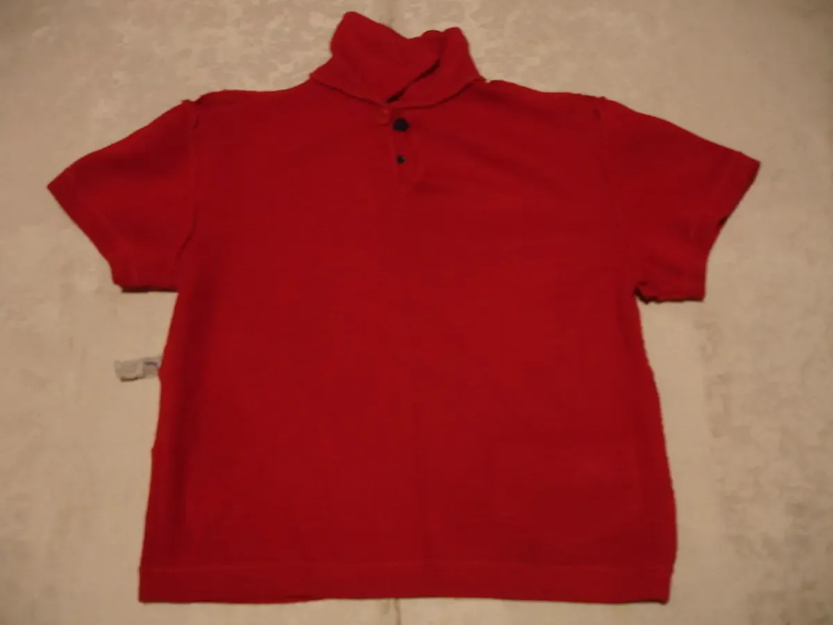 Блуза/блузка 36-38 р., червона з синьою оздобою; короткий рукав 5