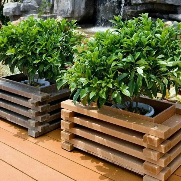 Деревянные кашпо. Ящики для цветов из дерева. Декоративное кашпо 5