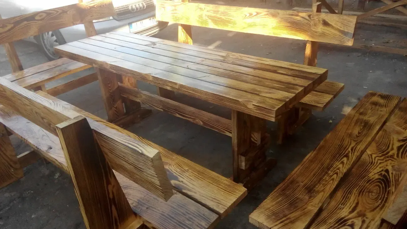 Столы из дерева. Деревянный стол. Дачный комплект. Садовый комплект 8