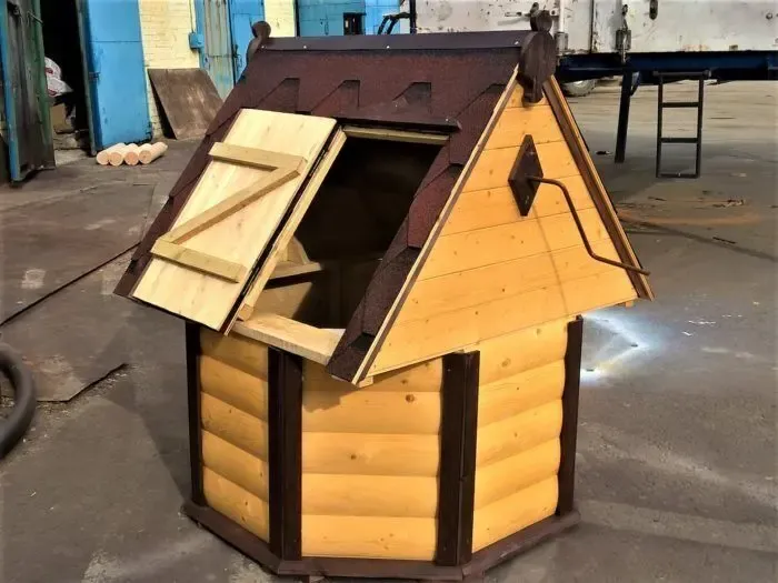 Декоративный колодец. Домик для колодца. Колодец из дерева. 3