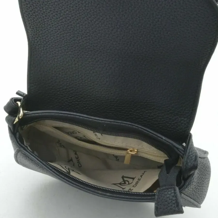 Модная полукруглая сумочка с кисточкой черная и белая 5