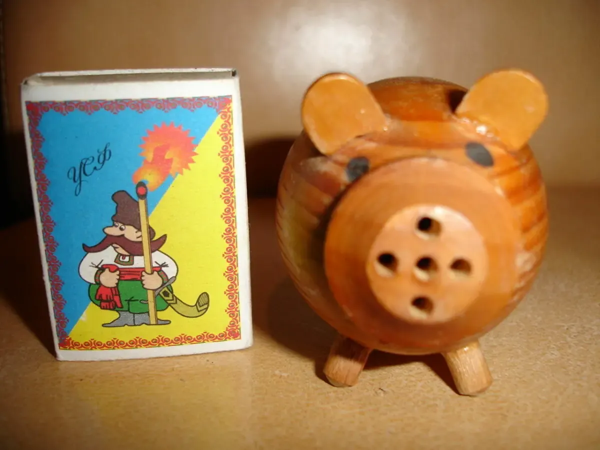 Сольница/солянка/сільничка дерево - свинка 8х5 см; натуральна 4