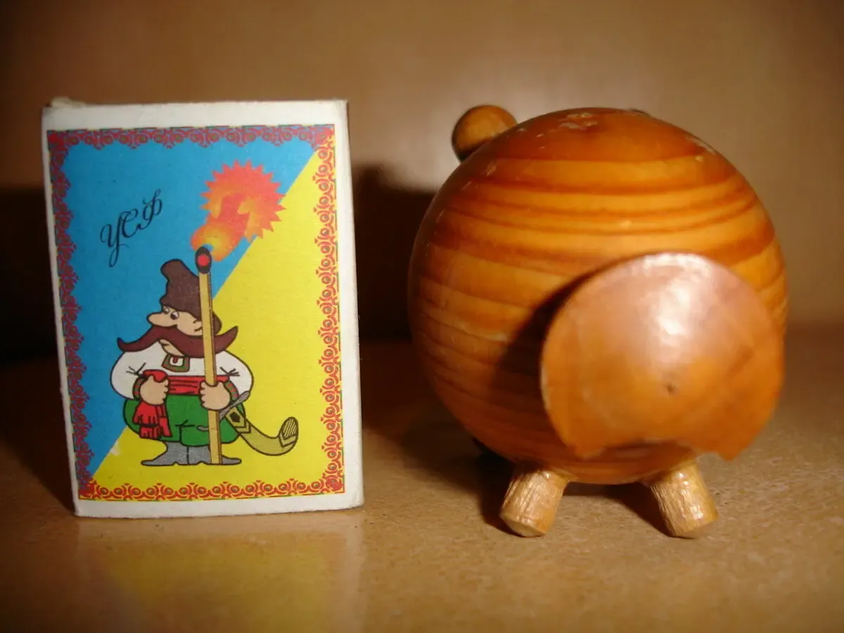 Сольница/солянка/сільничка дерево - свинка 8х5 см; натуральна 5