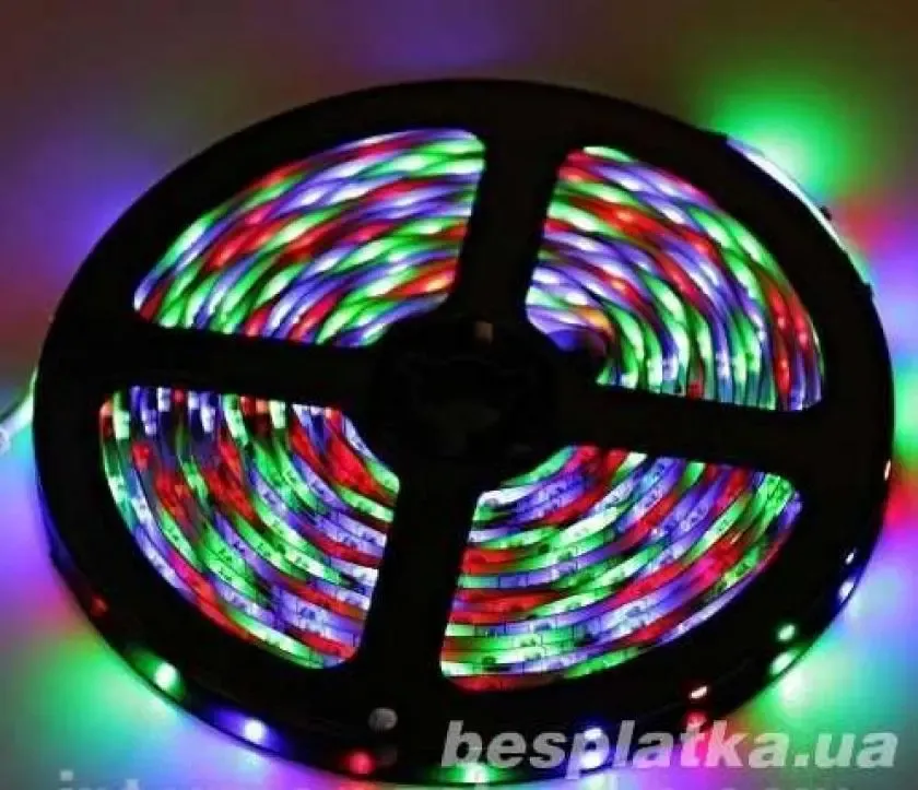 Цветная Rgb светодиодная гибкая лента в катушке 5 метров.#