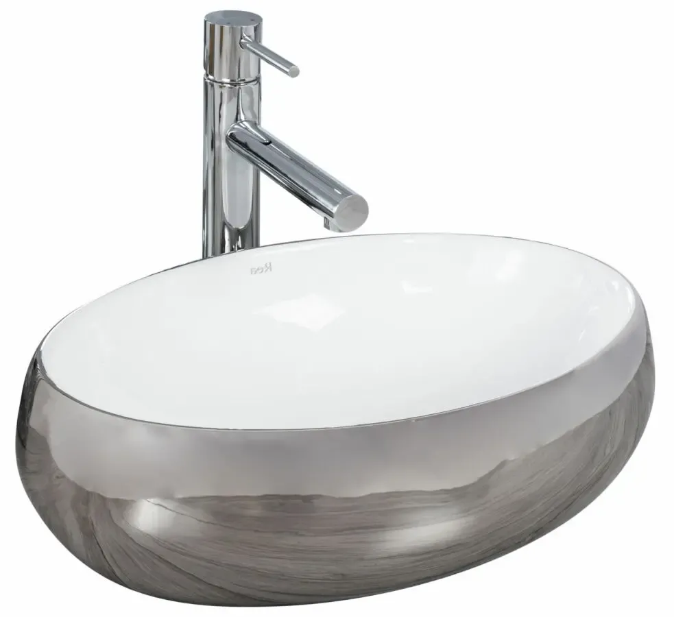 Умывальник на столешницу Rea Linda White Silver 48 см.