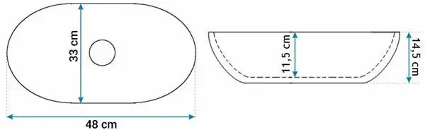 Умывальник на столешницу Rea Linda White Silver 48 см. 6