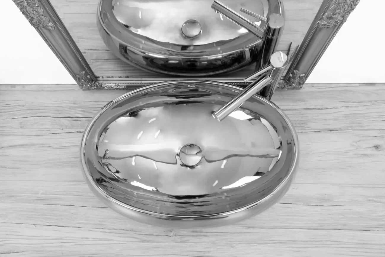 Умывальник на столешницу Rea Melania Silver 60 см. 3