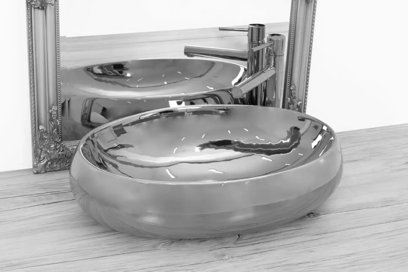 Умывальник на столешницу Rea Melania Silver 60 см. 2