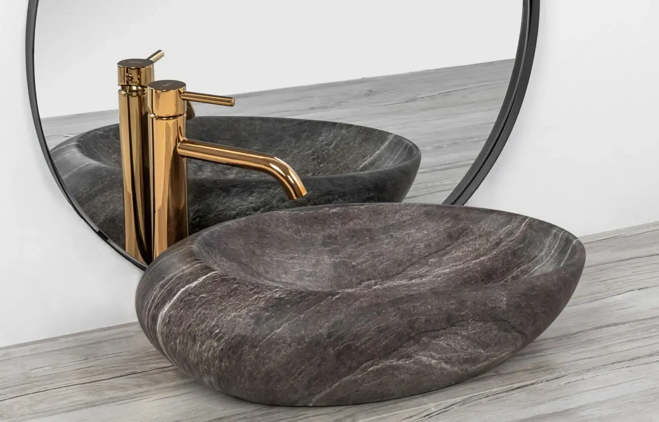 Умывальник на столешницу Rea Roxy Stone D.grey 48 см. 3