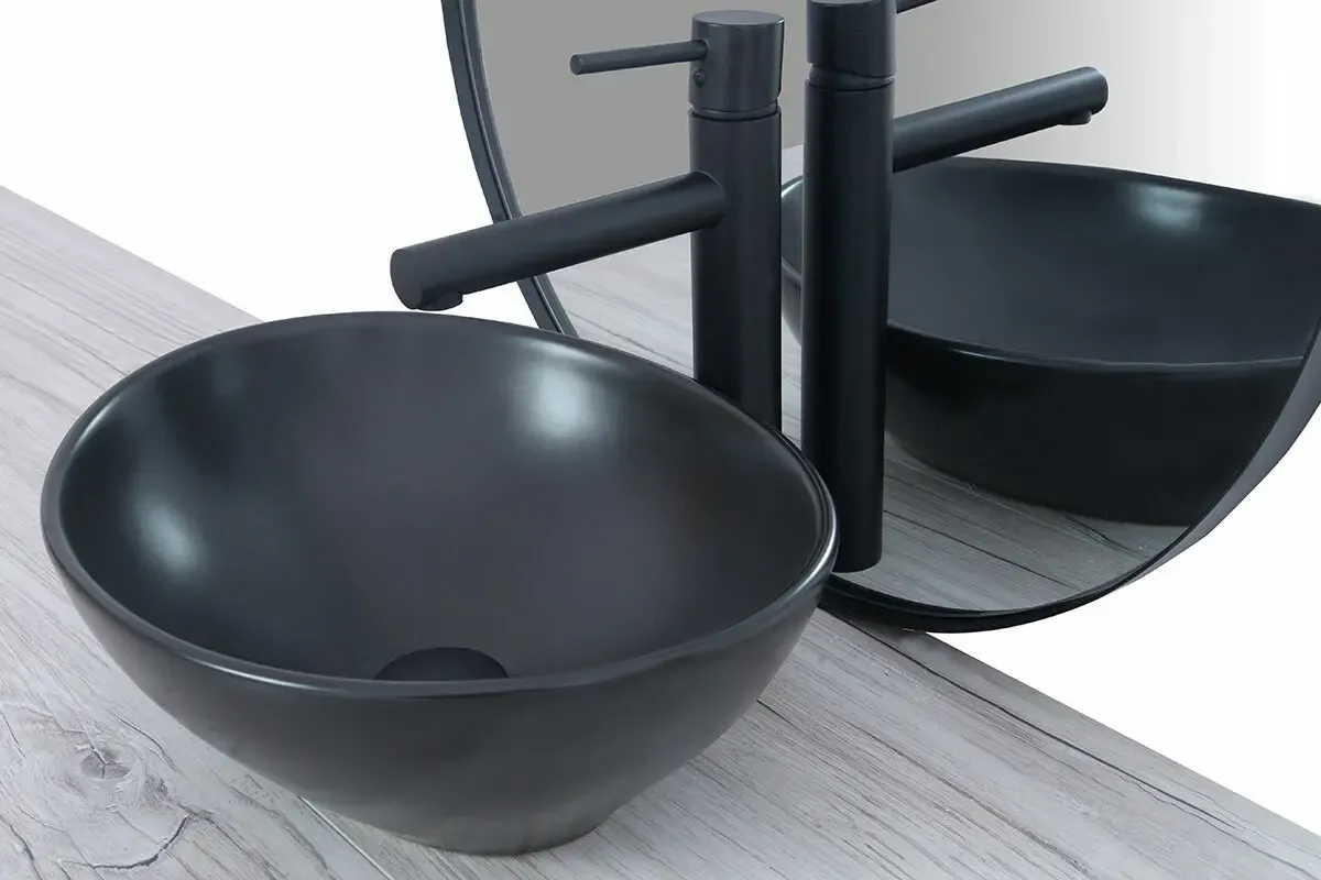 Умывальник на столешницу Rea Sofia Black Mat 41.5 см. 3