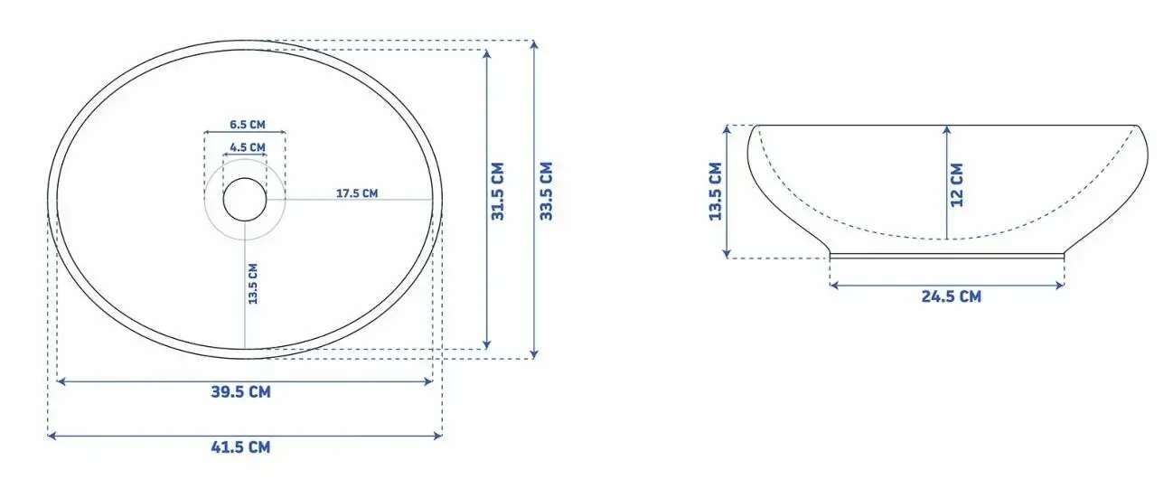 Умывальник на столешницу Rea Sofia Black Mat 41.5 см. 7