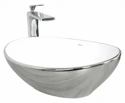 Умывальник на столешницу Rea Sofia White Silver 41,5 см.