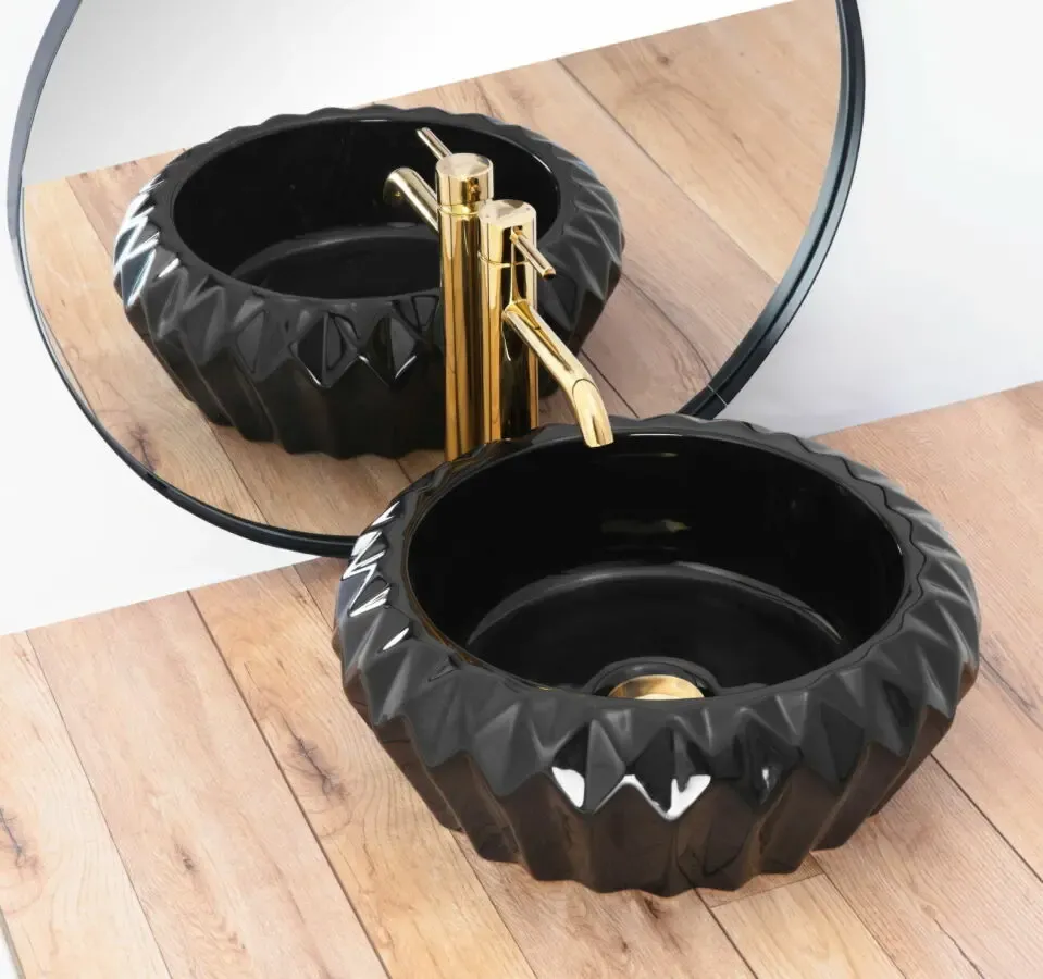 Умывальник на столешницу Rea Chic Black 40.5 см. 2