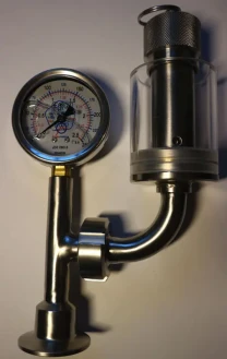 Шпунт-аппарат с манометром (верт. верх) Clamp Dn25