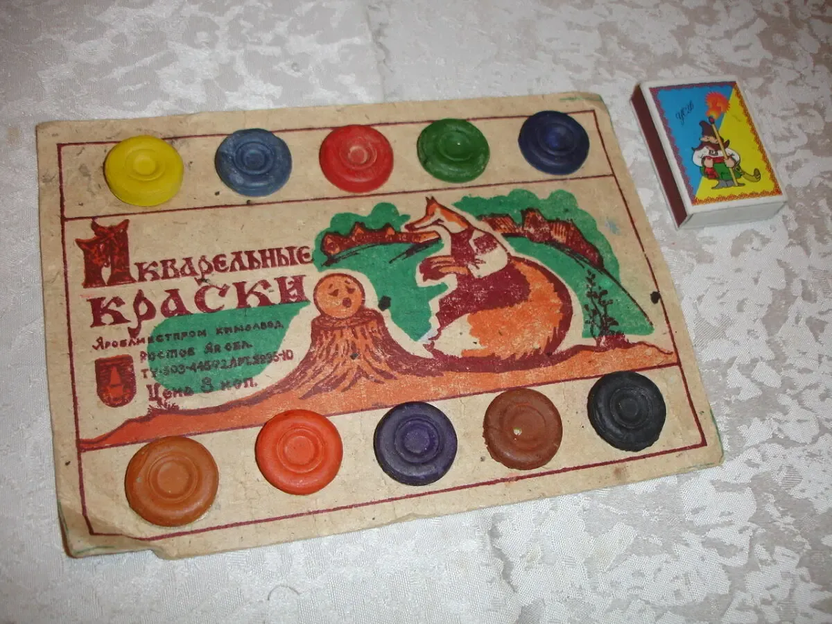 Краски/фарби акварельні учнівські; набір - 6 кольорів; сухі. НОВІ 7