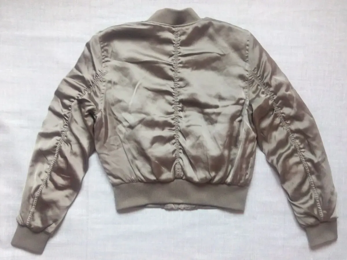 Оливковая сатиновая куртка бомбер 36 H&amp;amp;m 4