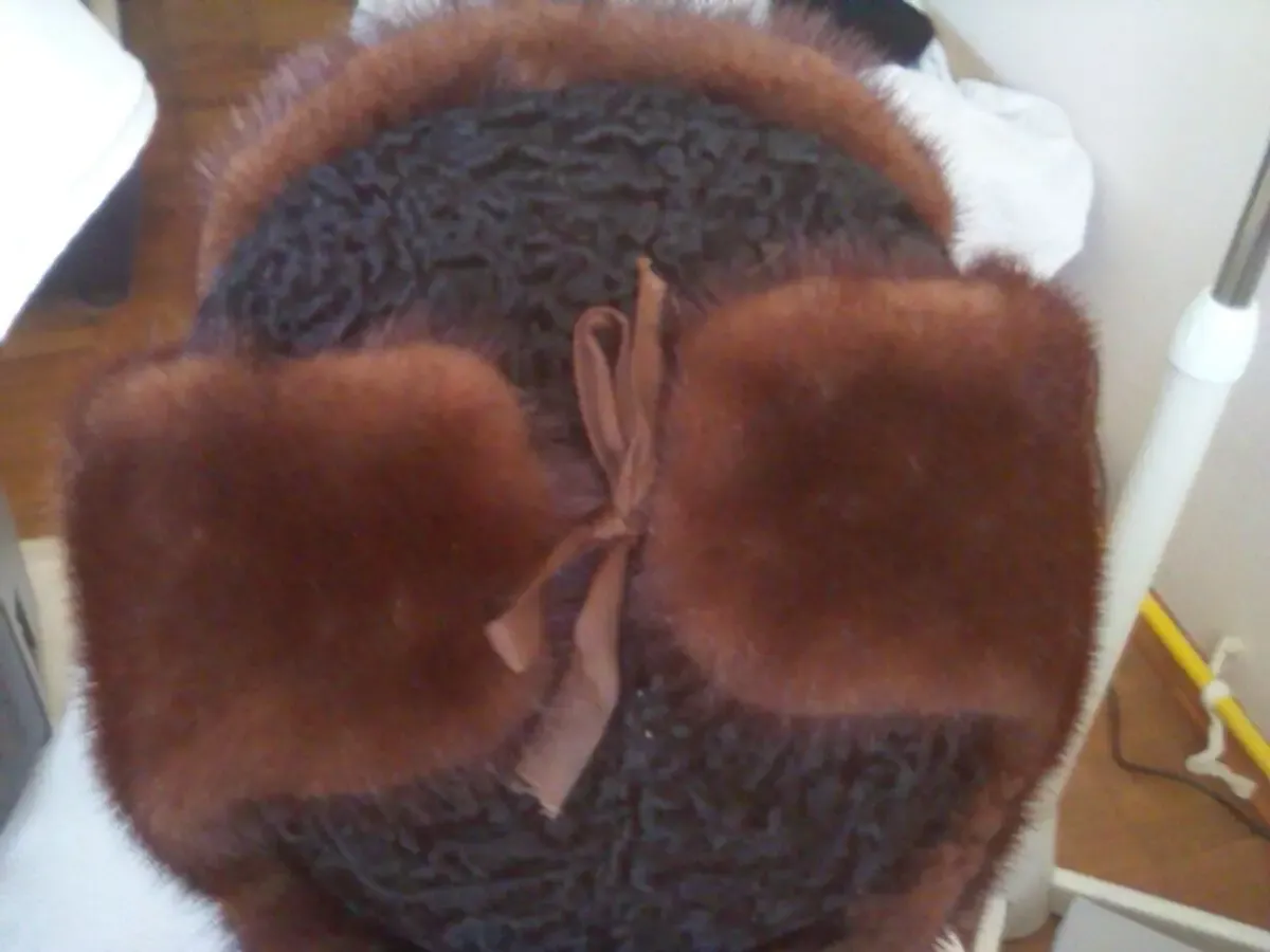 Шапка-ушанка мужская из норки с каракулем,р.58-59 3