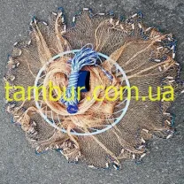 Кастинговая сеть парашют американского типа с большим кольцом из (нити