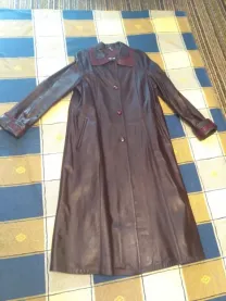 Кожаный женский плащ, р-р S