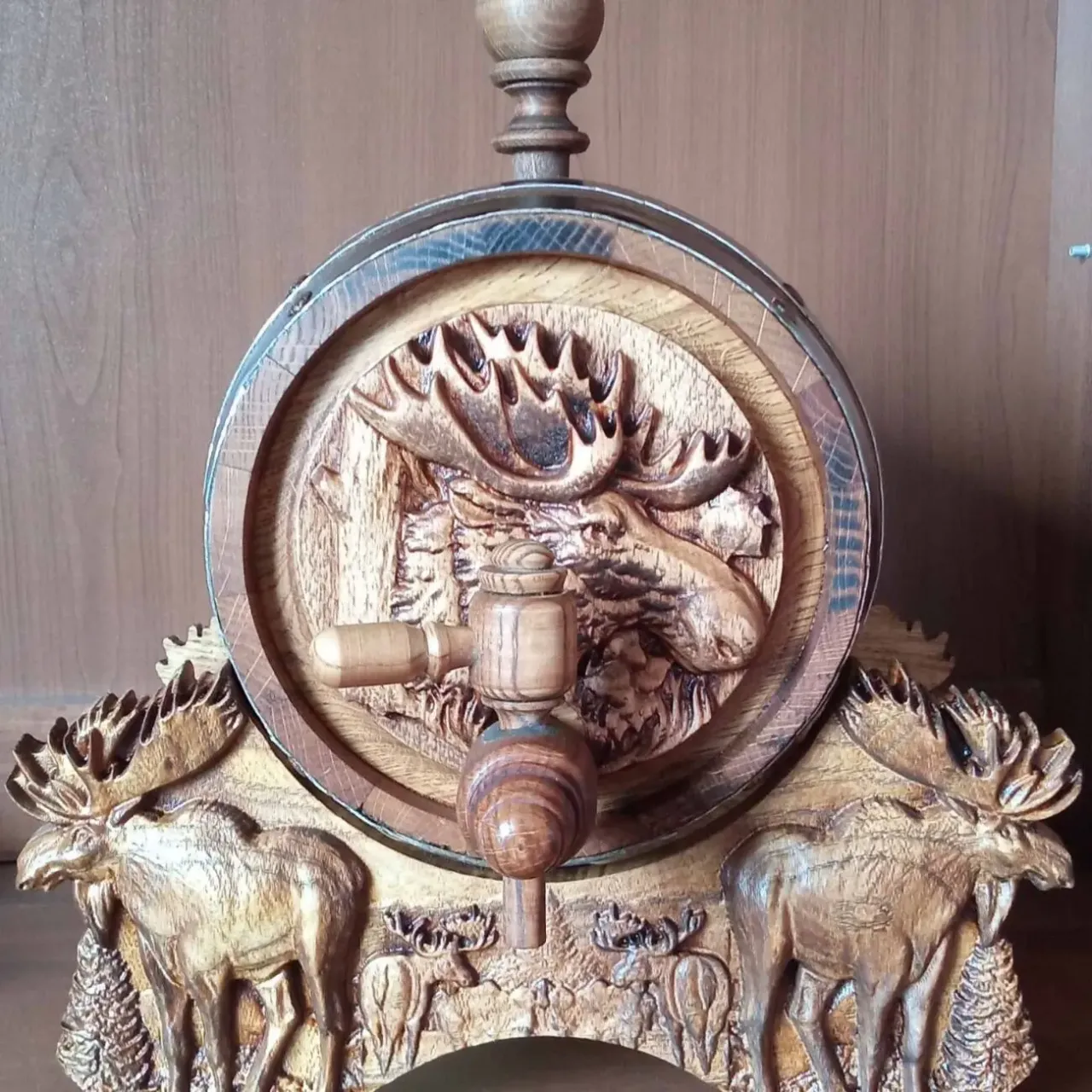 Бочка дубовая Орел,Сова,Лось,Георгий Победоносец 5л. 5