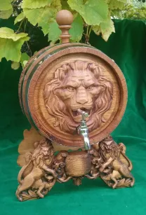 Бочка дубовая Орел,Сова,Лось,Георгий Победоносец 5л.