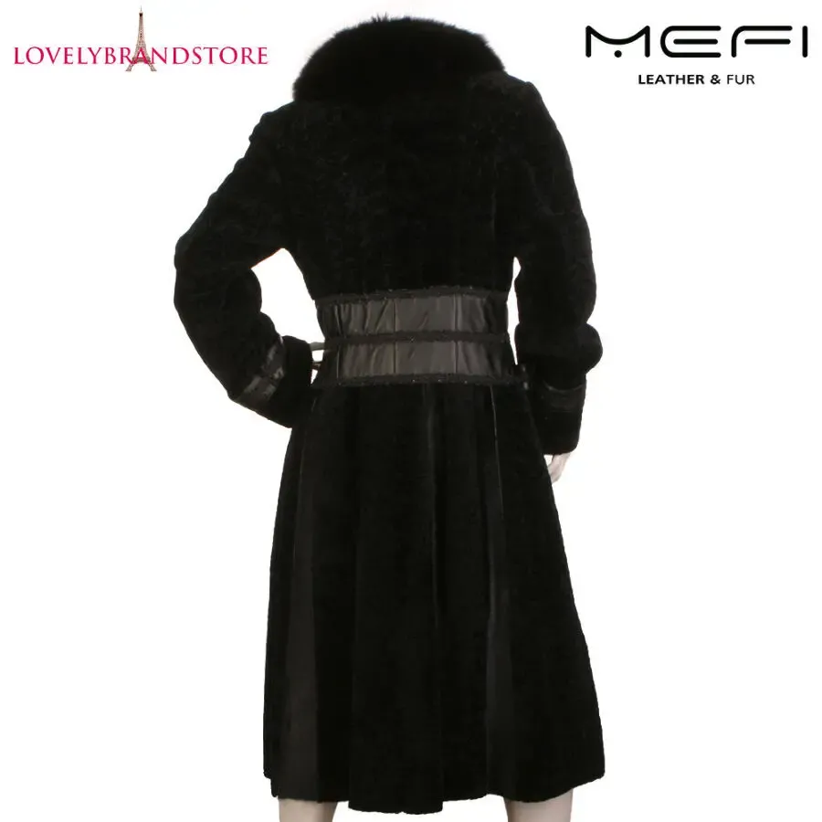 Mefi кожаное длинное пальто с мехом натуральная меховая дубленка 2