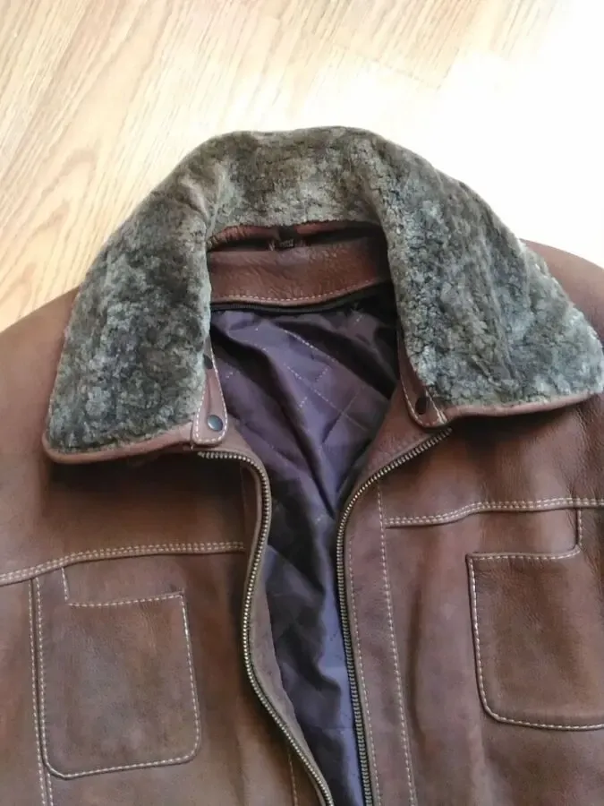 Чоловіча шкіряна дубльонка- куртка 2