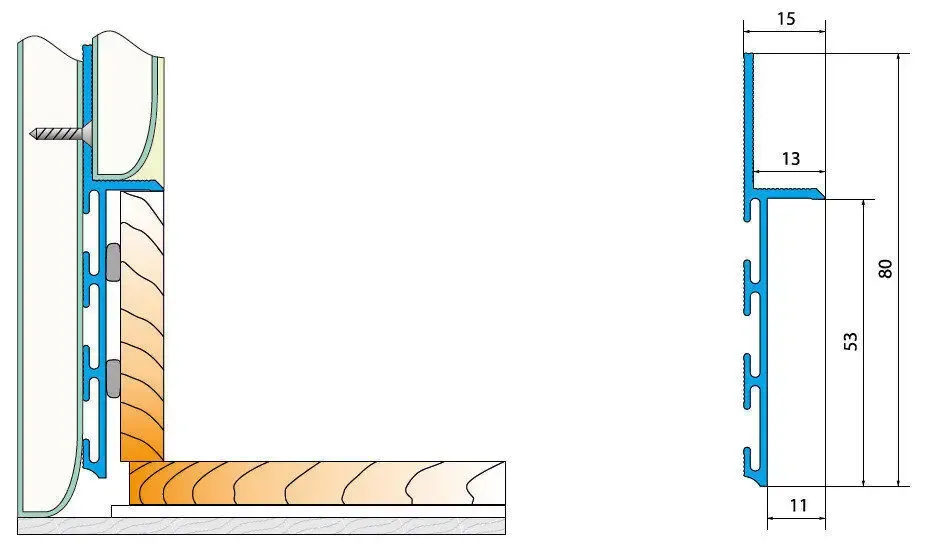 Плинтус скрытого монтажа 10х90 мм 4