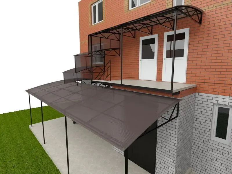 Навесы и козырьки под заказ для дома. Кованные ворота 10