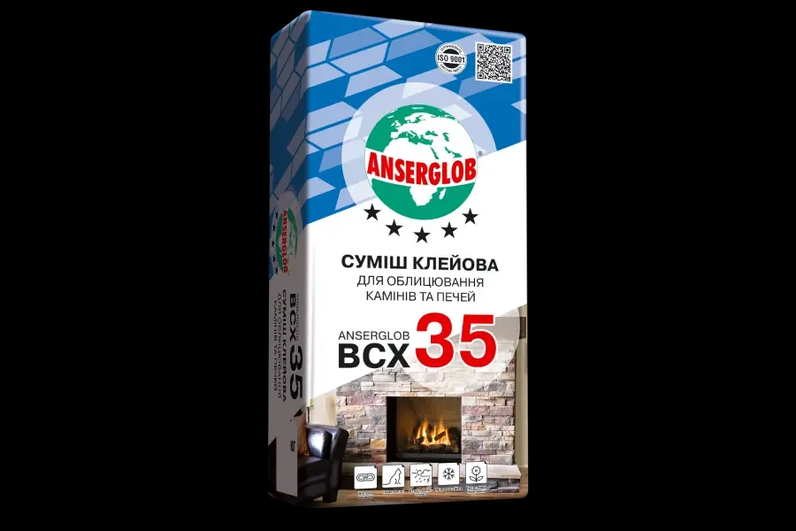 ANSERGLOB ВСХ-35 Смесь клеевая для печей и каминов 25 кг