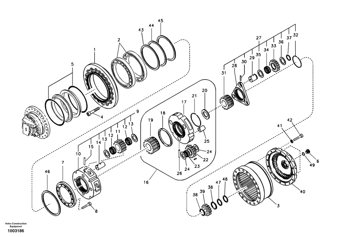 Подшипник редуктора хода экскаватора Volvo EC240B, EC240C VOE14538940 3